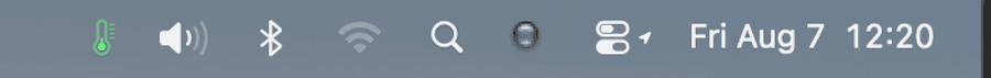 Mac menu bar showing the Temp Viewer thermometer icon on the right